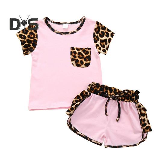 Комплект из 2 предметов с леопардовым принтом для девочки, летний топ с короткими рукавами и круглым вырезом, шорты, милый костюм для сестер на каждый день, для фотосессий и вечеринок