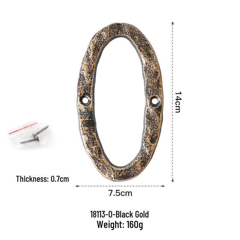 Black & Gold Cast Iron House Number Decoration