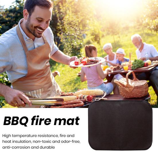 Outdoor Tabletop Grill Fireproof Mat Waterproof Heat-Resistant BBQ Barbecue Mat Flame-Retardant Pad Camping Supplies