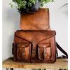 Men's Goat Leather Messenger Real Satchel Laptop Bag Handmade Brown Bag ( Free Gift Sling Brown Laptop  Bag Size - 9 X 7 X 3 In )