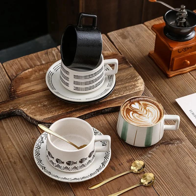Japanese Ceramic Coffee Cup with Saucer Set Single Product Coffee Household Lattelatte Coffee Afternoon Tea