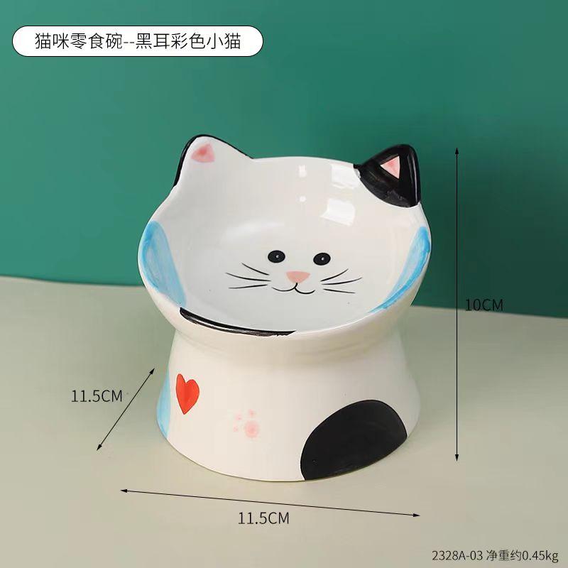 Милая керамическая миска для кошек, высокая защита шеи, противоударный, герметичный наклонный рот, античерный подбородок для кошек и собак, товары для животных