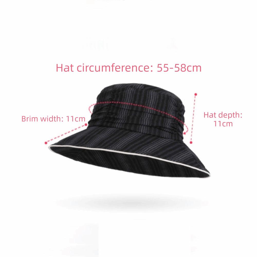 New Pleated Bucket Hat Breathable Striped Fisherman Hat Foldable Sun Protection Hat Summer