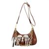 Women Punk PU Leather Armpit Bag with Metal Chain Skeleton Bone Pendant Dumpling Bag Crossbody Shoulder Bag Handbag  Light Brown