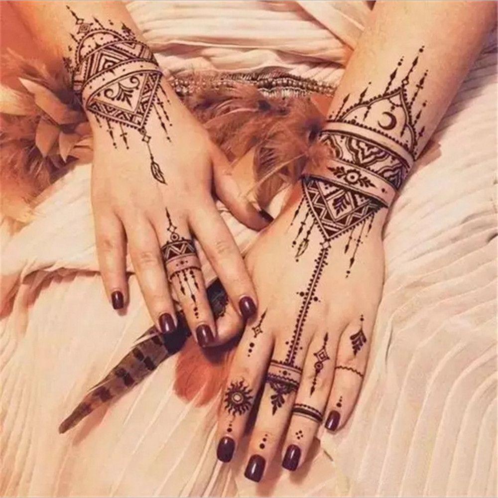 Mehndi Indian Style Makeup DIY Body Art Tattoo Stencils Temporary Hand Decal Henna Template Sticker