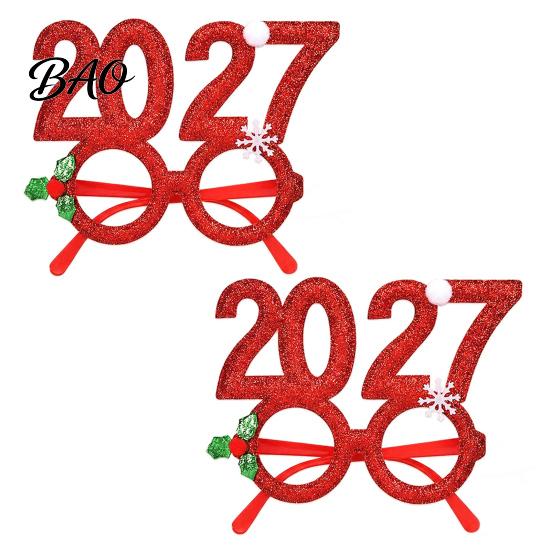 Легкие Декоративные Рамки 2 шт. Очки на Новый Год 2027, Пластиковая Блестящая Рамка с Цифрами, Аксессуары для Рождественской Вечеринки Блестящая Унисекс Повязка на Голову