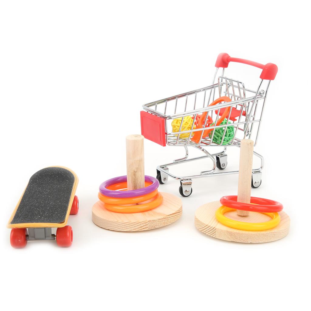 4 шт. обучающие игрушки для попугаев со скейтборд-тележкой, баскетбольное кольцо, игрушка-корзина для домашних птиц