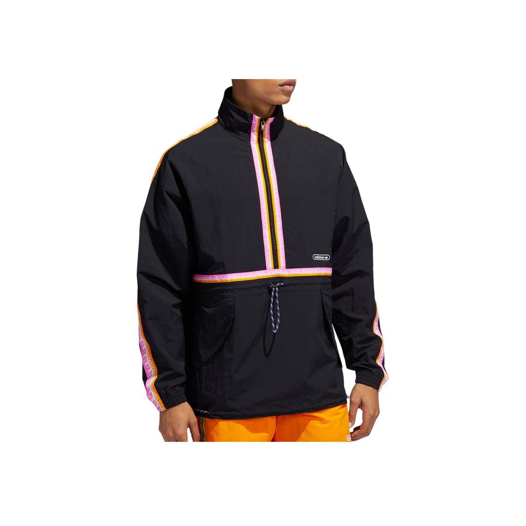 Adidas Originals Casual Sports Stand Collar Pullover Long Sleeve Jacket Men Jacket Black GN3896