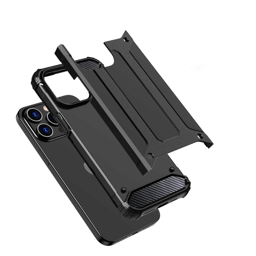 Rugged Black Hybrid Armor Case for iPhone 15 Pro Max - Durable Protection