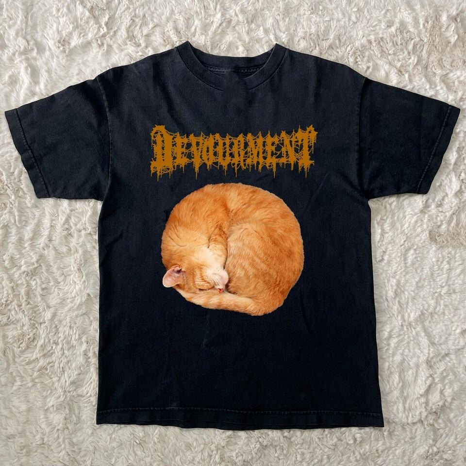 Смешная футболка с коротким рукавом Devourment Band Cat, черная, все размеры, унисекс