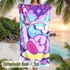 Kirby Beach Towel, Personalized Custom Text, Quick Dry Soft Large Towel For Swimming Pool Travel