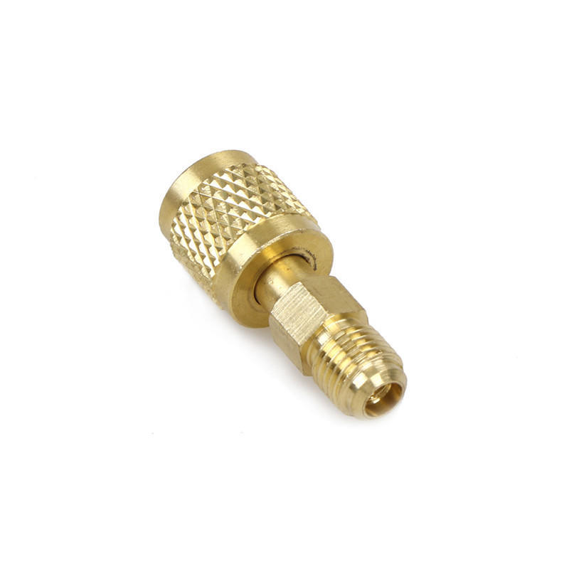 R410 Латунный адаптер 1/4" Male на 5/16" Female для заправочного шланга к насосу