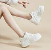 Fashion 8.5CM Autumn New Women's Versatile Shallow Single Shoes Inner Heel Increased Small White Shoes Thick Bottomed Casual Shoes