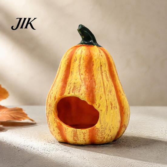 Aquarium Cave for Small Fish Pumpkin Hideout, Halloween Tank Decoration, Resin Jack-O-Lantern Hideout Hide Betta Shrimp Spooky Accessories