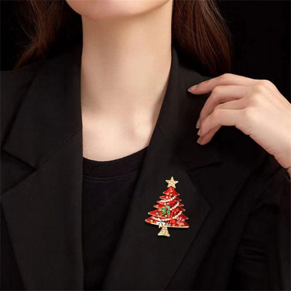 Clothes Accessories Christmas Brooch Korean Style Christmas Tree Brooch Gift
