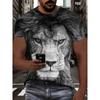 Summer Round Neck 3D Tiger Pattern Printed Top Fashionable Casual Short Sleeved Men's T-shirts