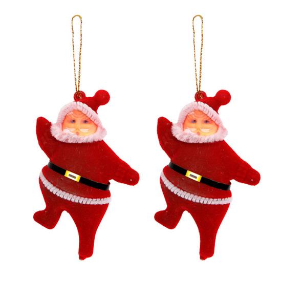 Украшения Санта-Клауса 3D Флокированная Кукла Санты Рождественские Подвесные Украшения для Елки