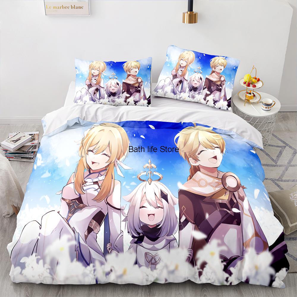 Game Genshin Impact Amber Gorou Hu Tao Costume Duvet Cover Cartoon Bedding Sets Bed Set Quilt Comforter Covers Home Textiles