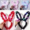 Glowing Plush Rabbit Ear Plus Light Rabbit Ears Headband Halloween Christmas Headdress Luminous Toys