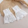 Female Shirt Detachable Cuffs for Womens Lace Flower Mesh Fake Flared Sleeves Pleated False Cuffs Sweater Blouse Wrist Warmers