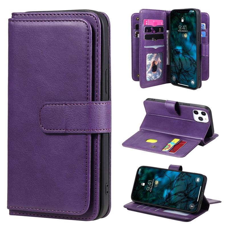 4-layer Card Holder Wallet Bag Case for iPhone Samsung Xiaomi MOTO OPPO VIVO Durable Multi-function Leather Phone Case Cover