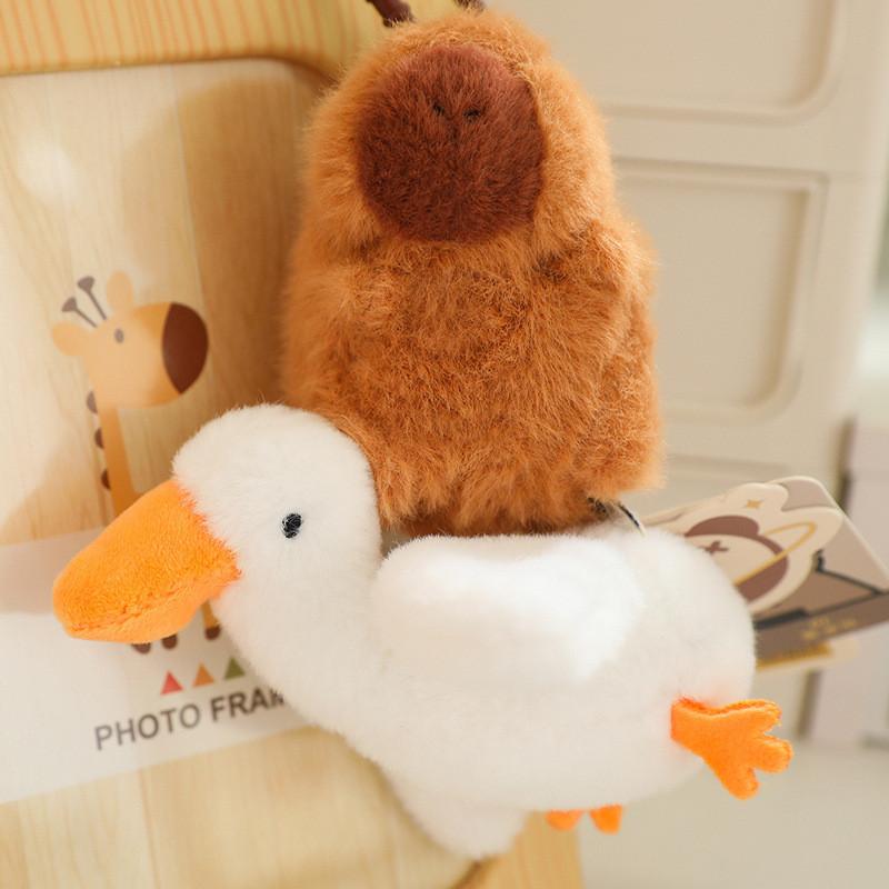 Lovely Capybara Pull String Plush Keychain Available In Various Charming Animal Designs