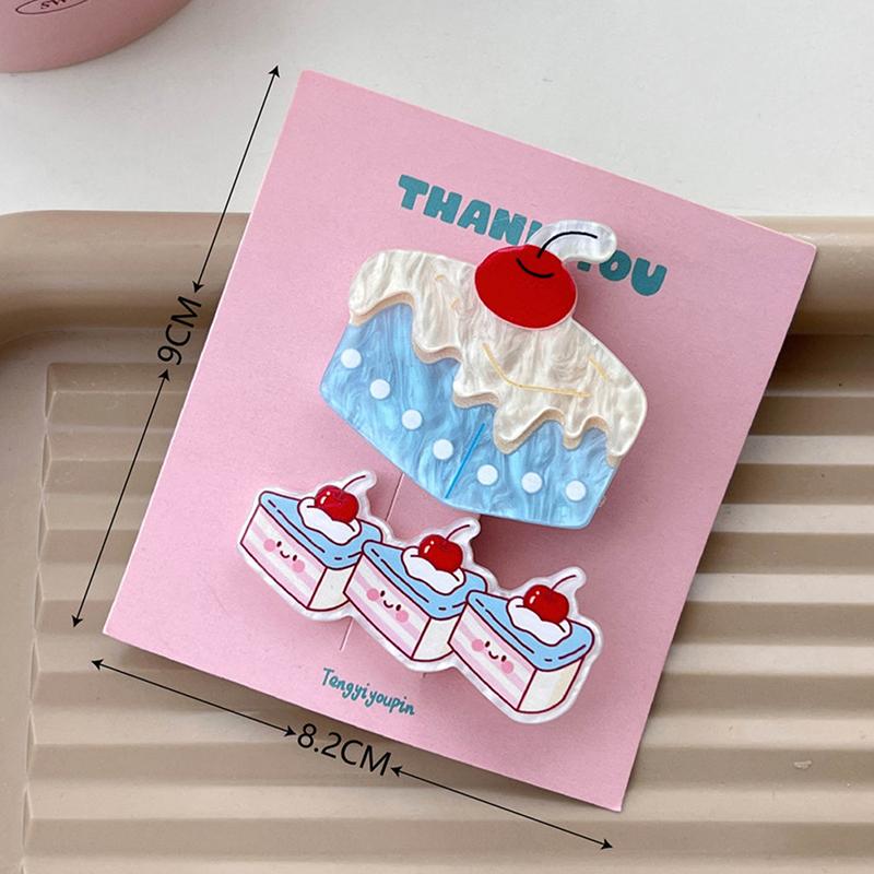 2 шт./набор акриловых ложек, вилок, заколок для торта, креативных милых заколок для волос в виде утконоса, заколок для челки