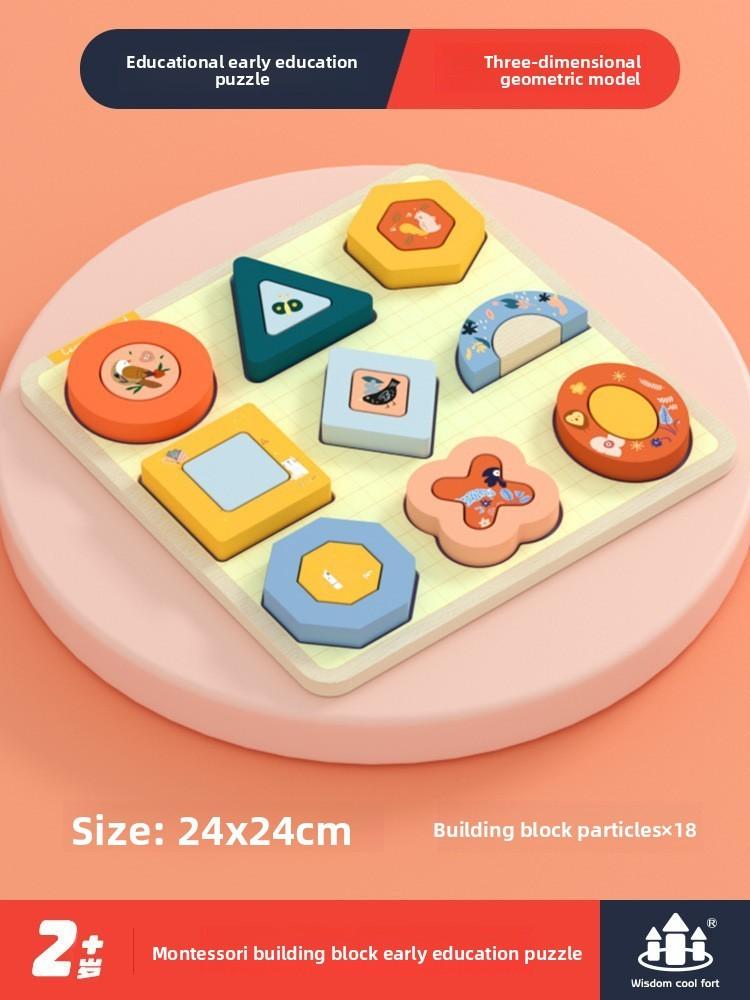 Engineering Wooden Vehicle Puzzle Blocks For Kids Learning Shape Recognition