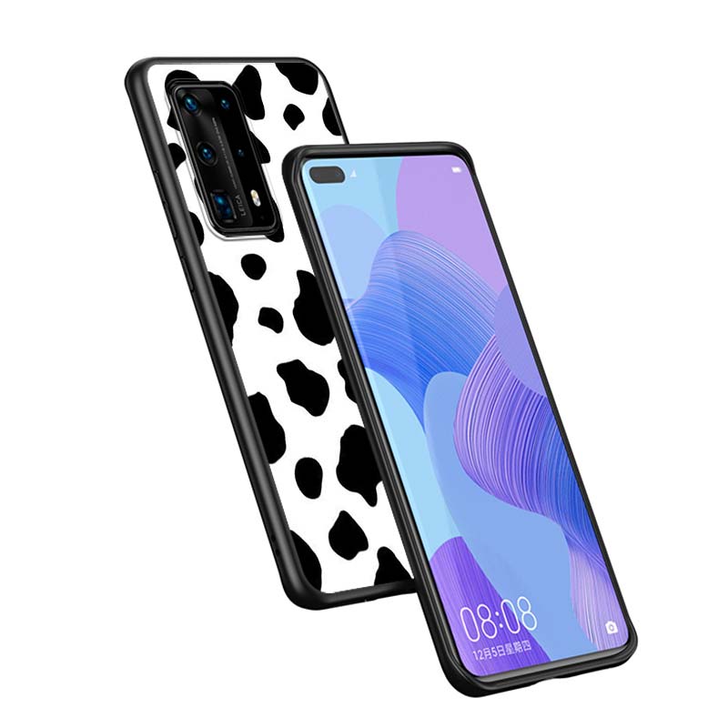 Белый, черный, розовый, корова для Huawei P Smart ZS Plus 2020 2019 P40 P30 P20 Pro Lite E Plus 5G Lite, яркий черный чехол для телефона