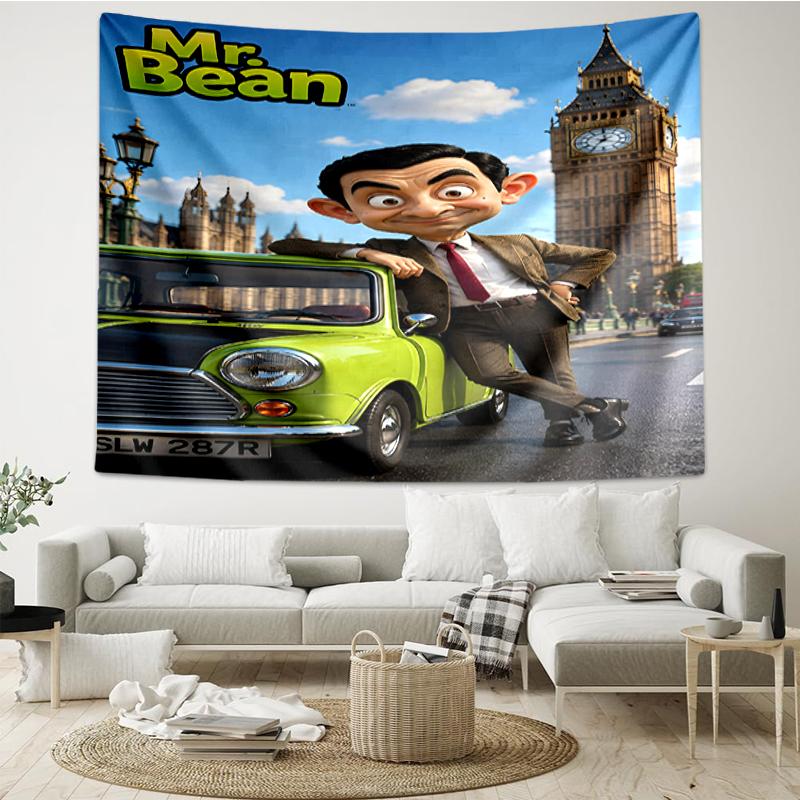 Mr Bean Print Tapestry, Backdrop, Easy Setup, Ideal for Bedroom, Office & Living Room, with Aesthetic Wall Hanging Decor.
