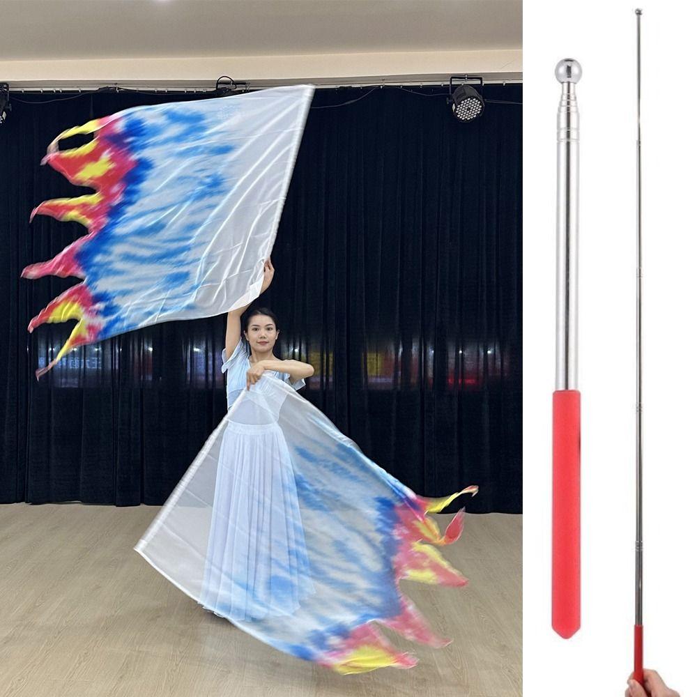Multicolor Rectangle Flags with Telescopic Sticks Colorful Scarves Flag Dance Performance