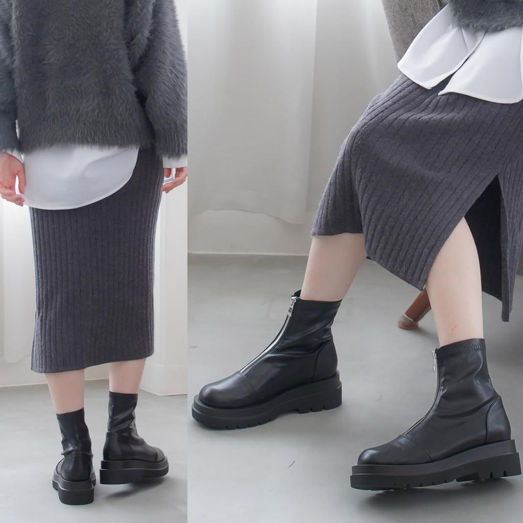 Ботинки Short Track SH214 Black [AmiAmi], Ботинки с толстой подошвой, Ботинки с толстой подошвой, Женские ботинки, Черный, Подошва, (L (24,0 см), (Гладкий; плавный))