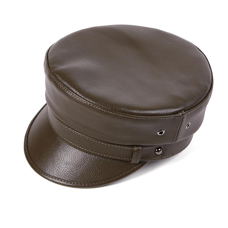 EFei зимняя мужская шляпа из натуральной кожи, мужская кепка в стиле ретро с плоским верхом, локомотив, военные кепки