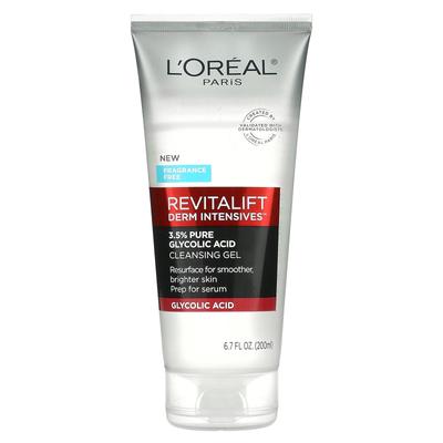 L'Oréal, Revitalift Derm Intensives, очищающий гель с 3,5% чистой гликолевой кислотой, без отдушек, 6,7 жидких унций (200 мл)