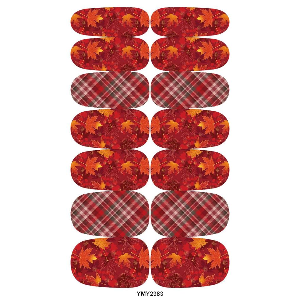 Autumn Maple Leaf & Plaid Waterproof Nail Art Stickers (YMY2380-2388)