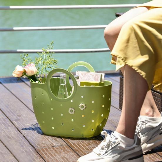 Ручная корзина Портативная сумка-органайзер для душа в ванной комнате с ручками Полая корзина для хранения Сумка для дома Спальни Общежития