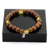 Stones and Minerals. Citrine + Wood Pearl Bracelet 8 Mm. Made In France.