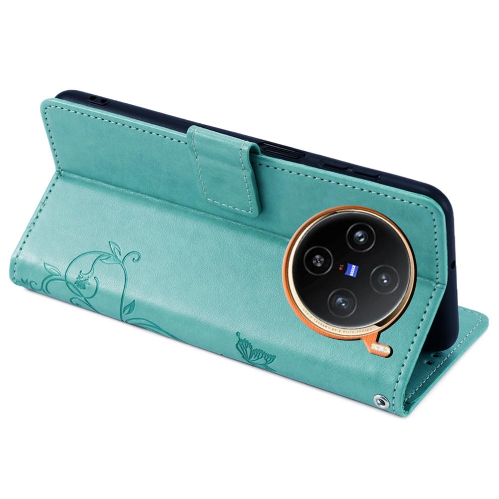 Для vivo X100 5G Чехол-кошелек из ПУ кожи с тиснением в виде бабочки, ремешок на запястье, чехол для телефона