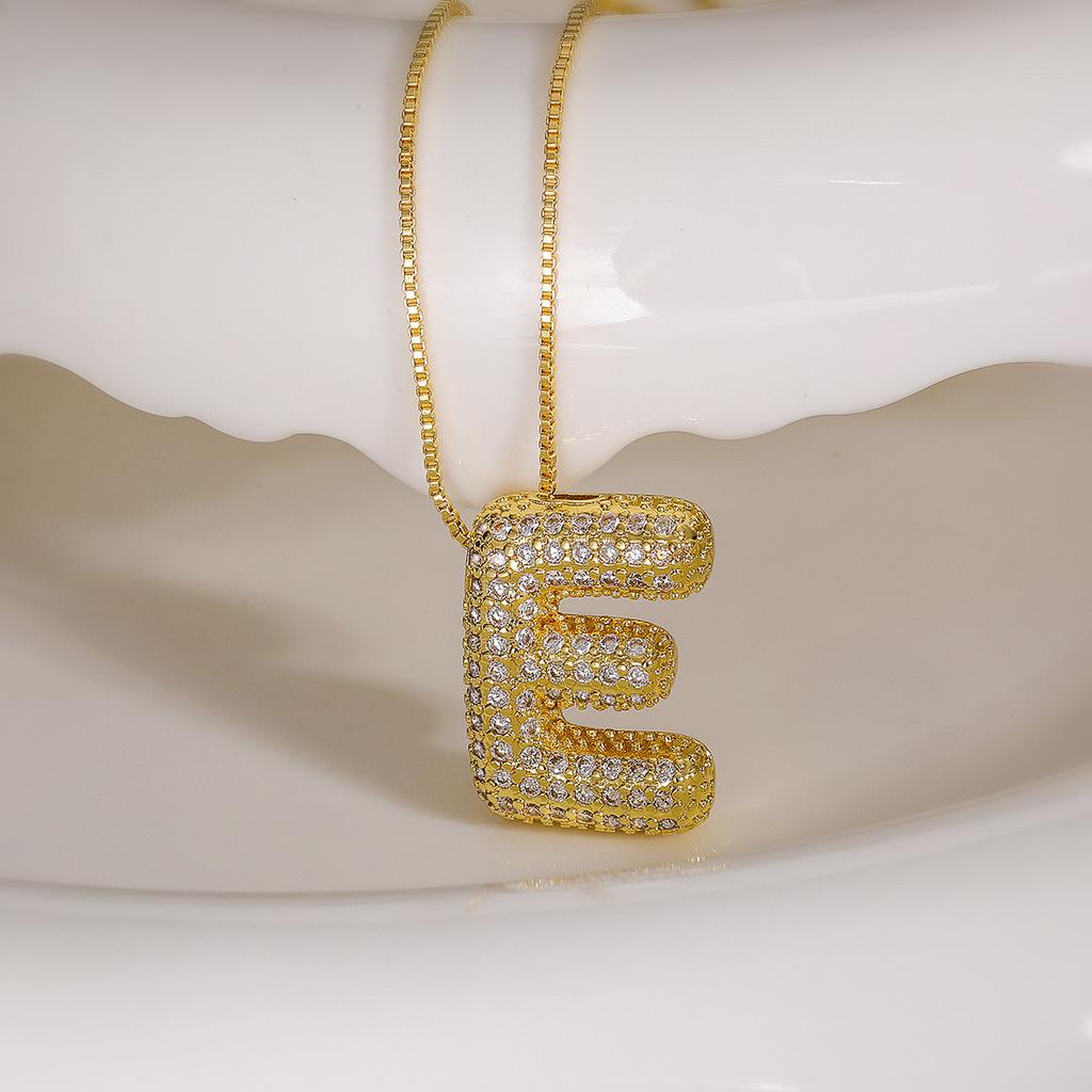 Cubic Zirconia Gold Plated Bubble Alphabet Letter Necklace Monogram Necklace Balloon Initial Necklace Gifts for Women Ladies