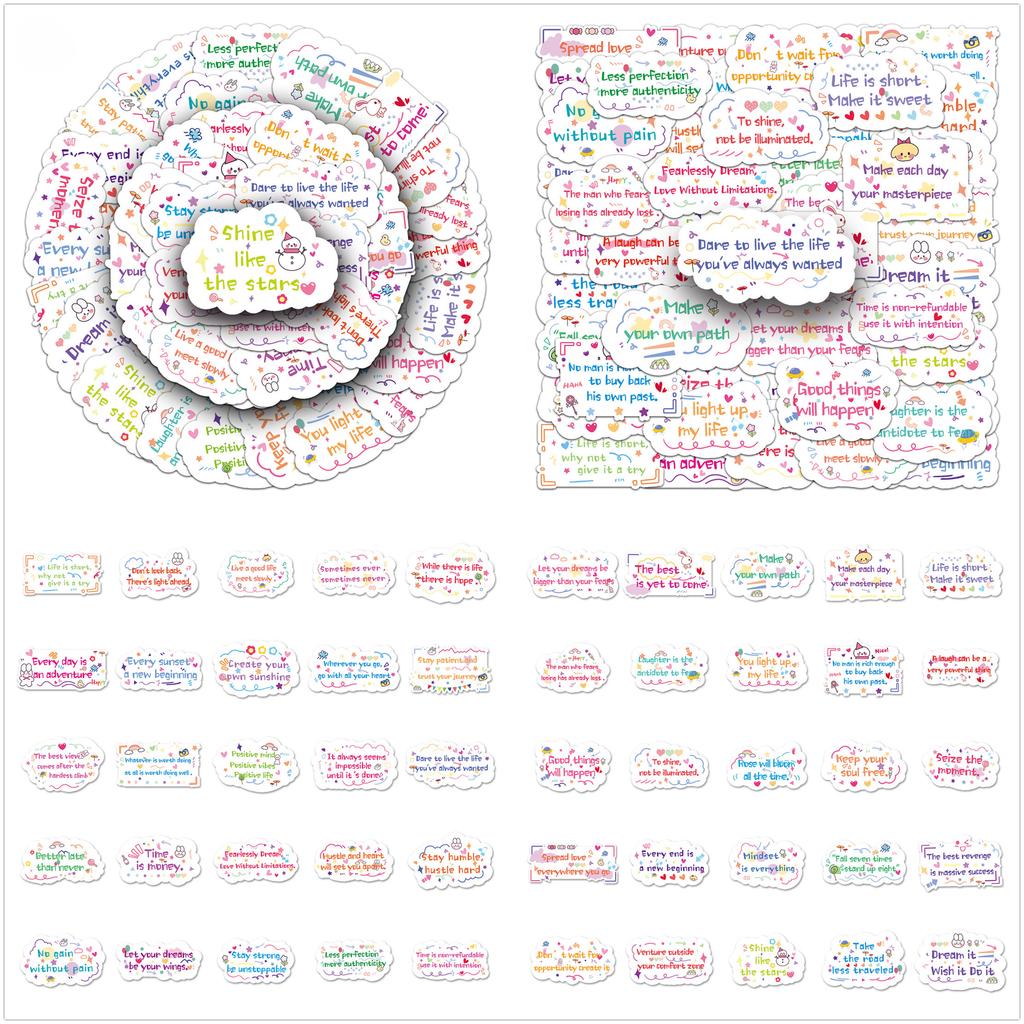 50Pcs/Set Funny Wisdom Sentences Series 03 Waterproof Stickers DIY Fashion Doodle Decals Stickers