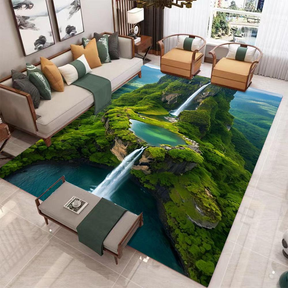 Landscape Mountain Lake Carpet Mat Rug 3D Effect Vibrant Natural Non-Slip Durable Home Decoration Living Room Bedroom Floor Mat
