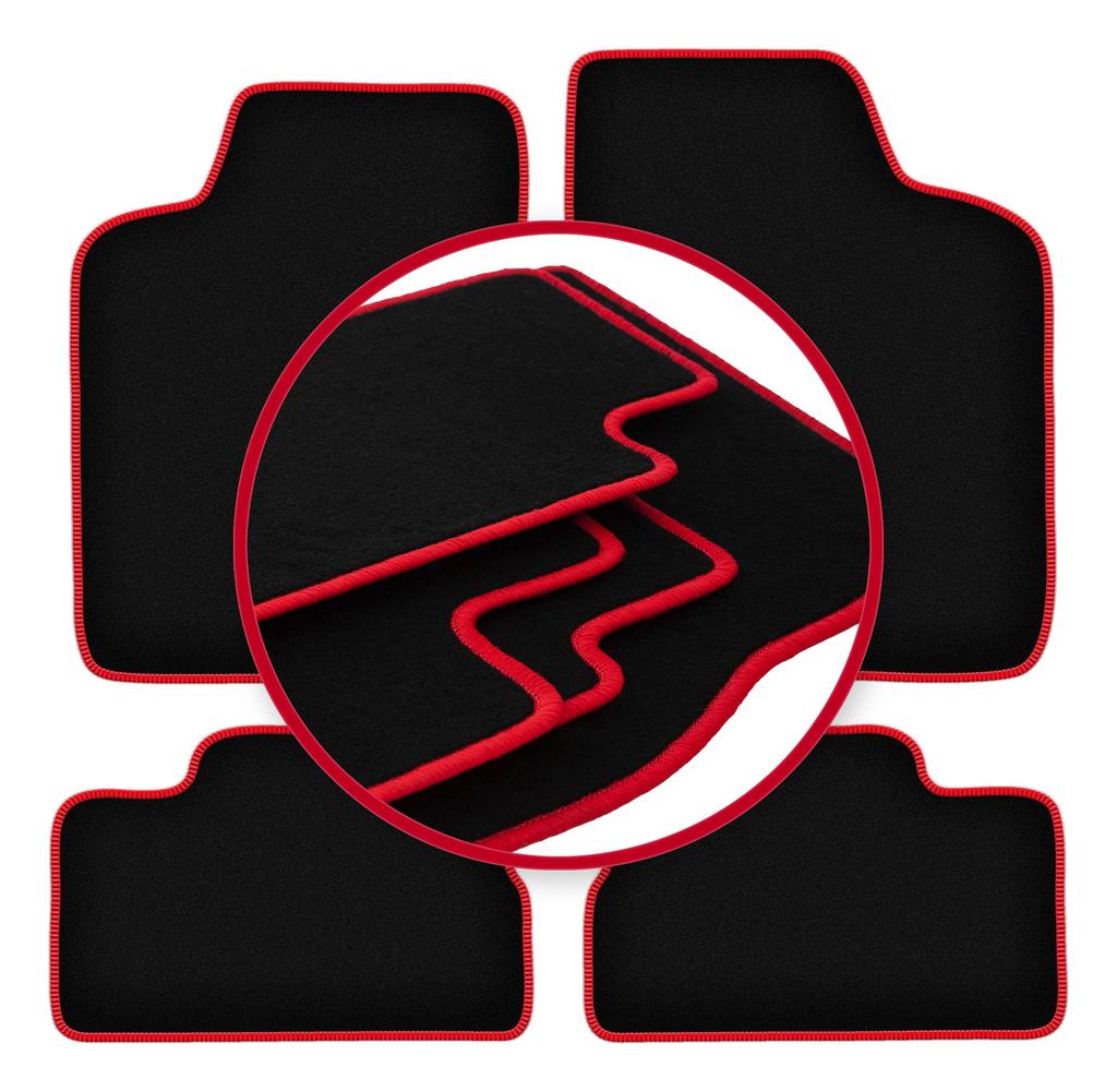 Velvet carpets with red edge for: Daewoo Nexia hatchback, sedan (1994-1998)