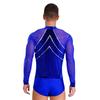 Men Latin Dance Leotard Mesh Long Sleeve Deep V Neck Velvet Shiny Rhinestones Bodysuit
