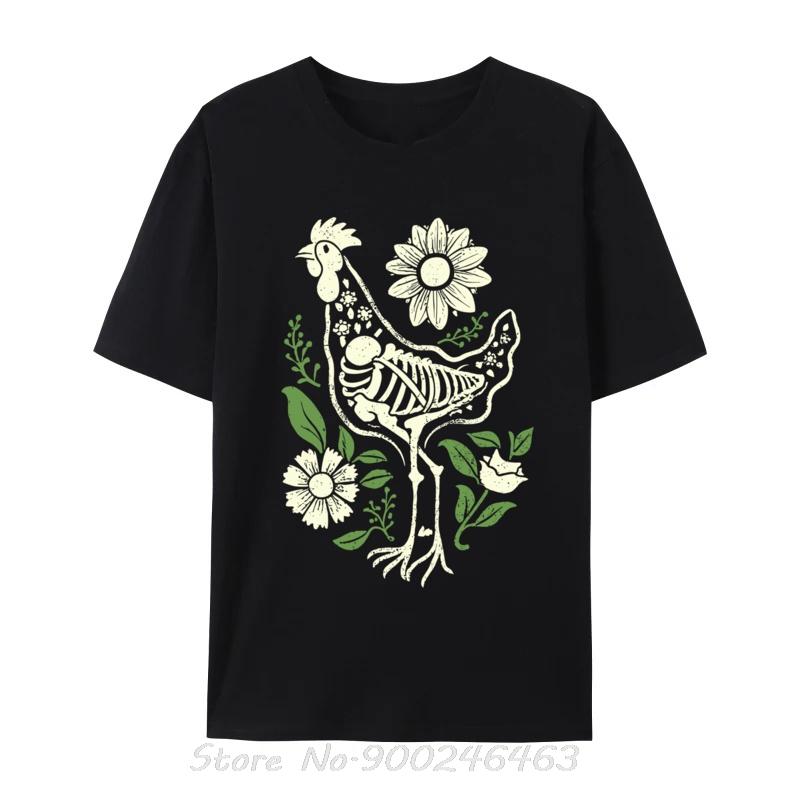 Floral Skeleton Farm Eggs Farmer Hen Chicken Flower Animal Normal Casual Top Tshirt Tees For Unisex Company Cotton Unisex Clothing