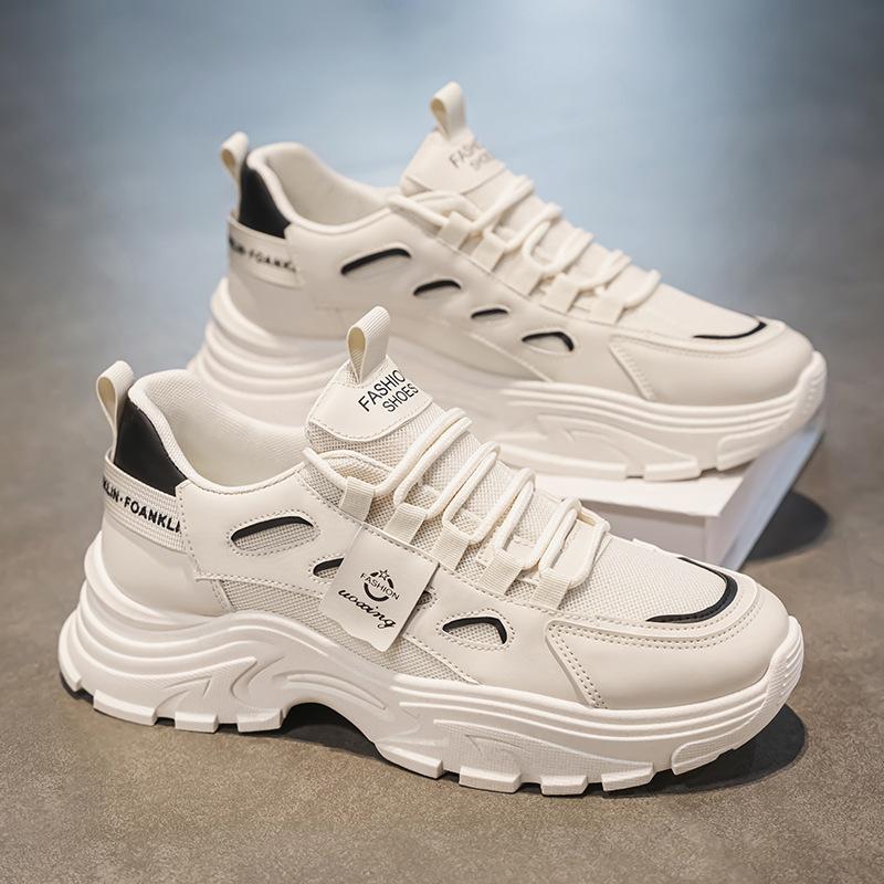 Обувь Daddy, мужская осенняя новая дышащая сетчатая обувь, мужская модная универсальная обувь на платформе белого цвета, мужская спортивная и повседневная обувь
