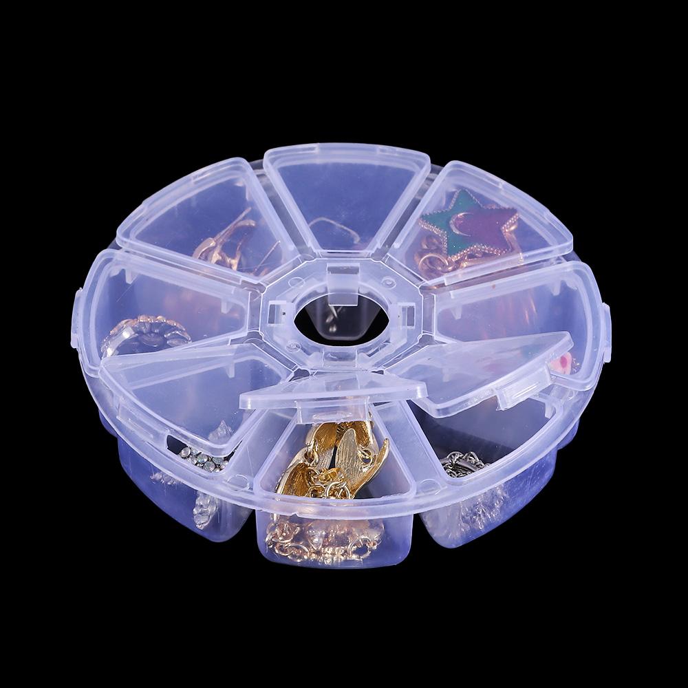 Fashion Organizer Transparent Nail Art Rhinestones Case Jewelry Container Empty Storage Box 8 Grids