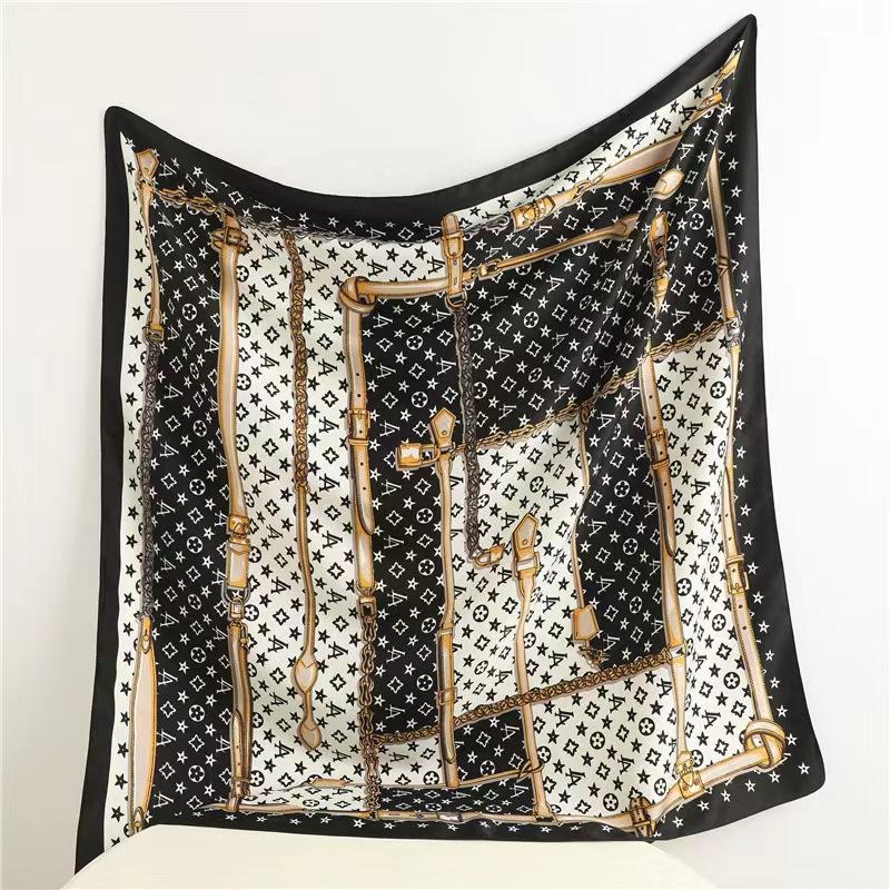 Весна/лето Новый женский шелковый шарф 90 * 90 см Имитация шелкового твила квадратный шарф Модный принт большой квадратный шарф профессиональный шарф