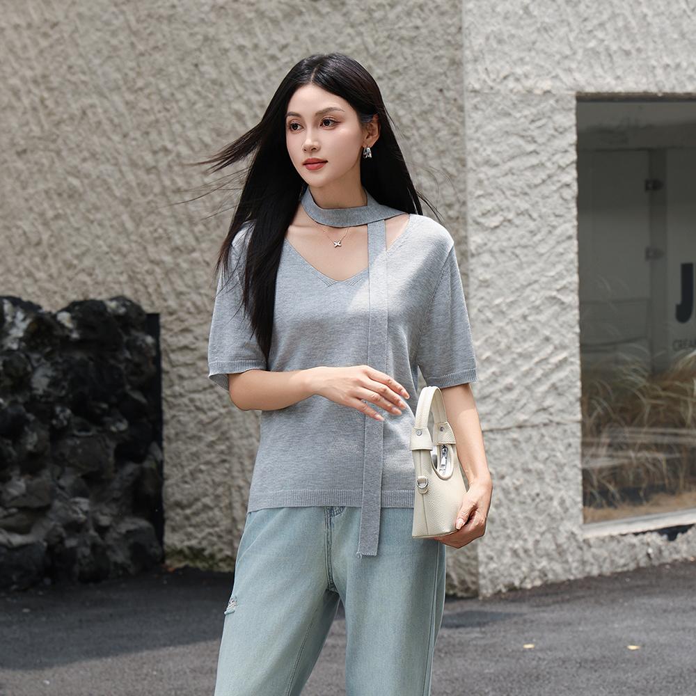MIXMAX Casual Versatile Short-Sleeved Knitted Pullover