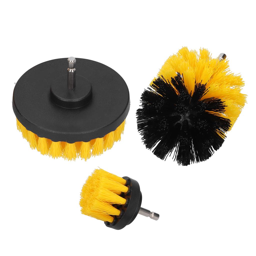Drill Brush Attachment Set Nylon Hair Power Scrubber Brush Floor Tile Cleaning Tool Yellow
