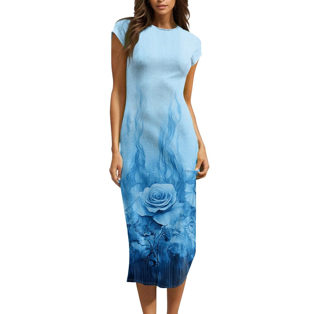 Женские платья миди с коротким рукавом и воротником-хомут, весна-лето, вечернее платье